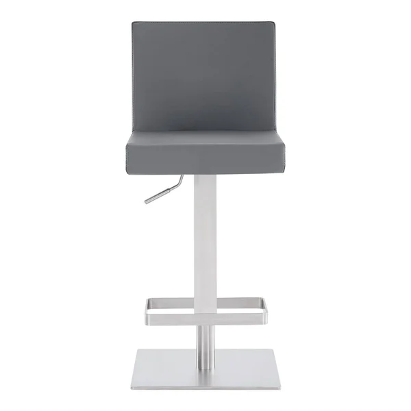 Benjara Leatherette Swivel Barstool with Adjustable Height - Gray