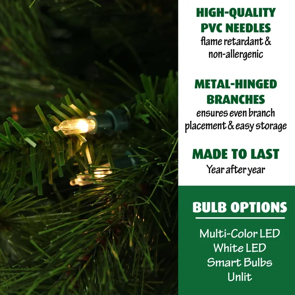 Fraser Hill Farm 6.5 ft. Canyon Pine Christmas Tree with Clear LED Lighting