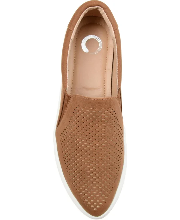Women's Journee Collection Faybia Slip-On Sneaker - Cognac - Size 7.5