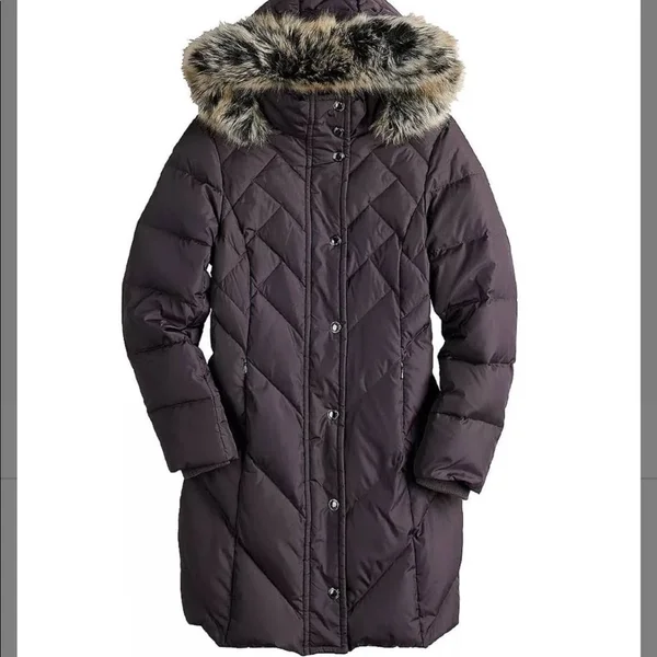 London Fog Women's Puffer Coat Black Faux Fur Hooded Puffer Coat L