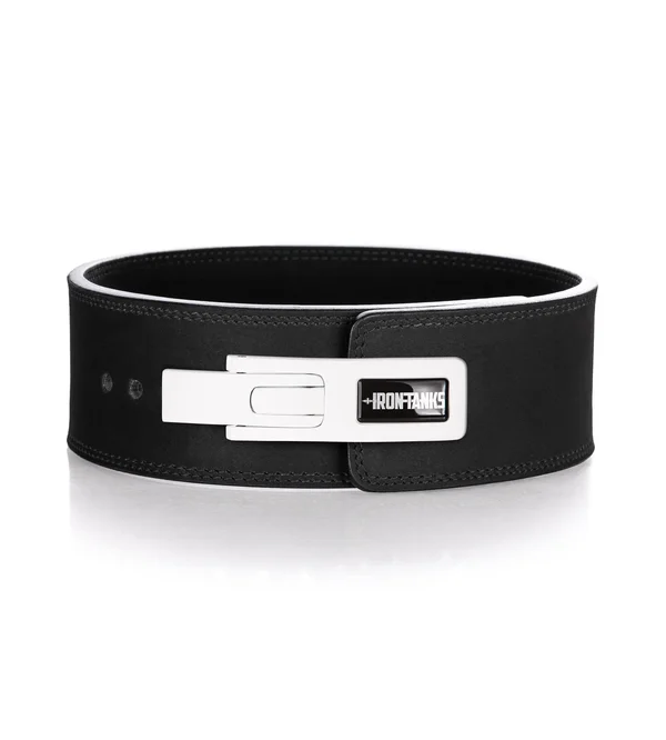 10mm Lever Deadlift Belt Black Powerlifting Training Squats Iron Tanks - M