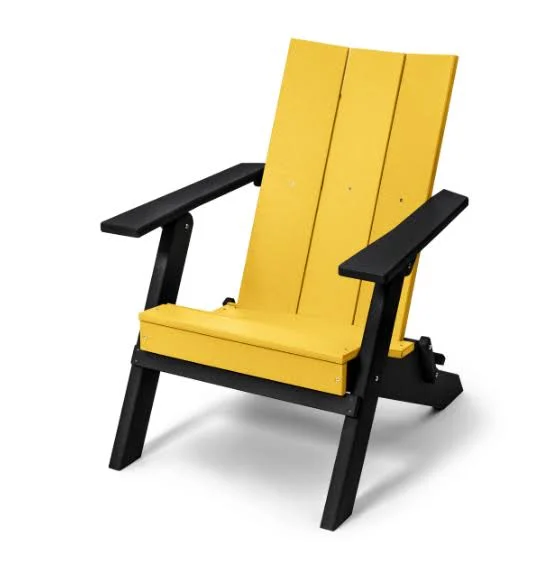 Perfect Choice Recycled Plastic Stanton Folding Adirondack Chair - Yellow on Black
