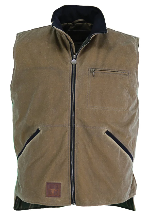 Outback Men's Trading Oilskin Sawbuck Vest - Tan, XL