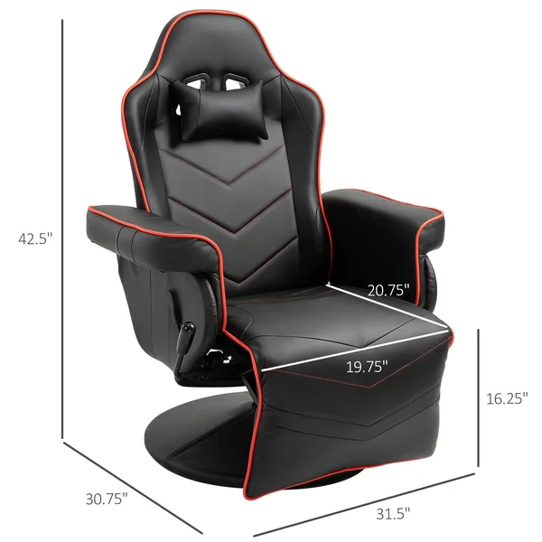 Vinsetto Home Comfortable Office Video Game Sofa Swivel Chair with A Strong Ergonomic Design & Quality Material - Black