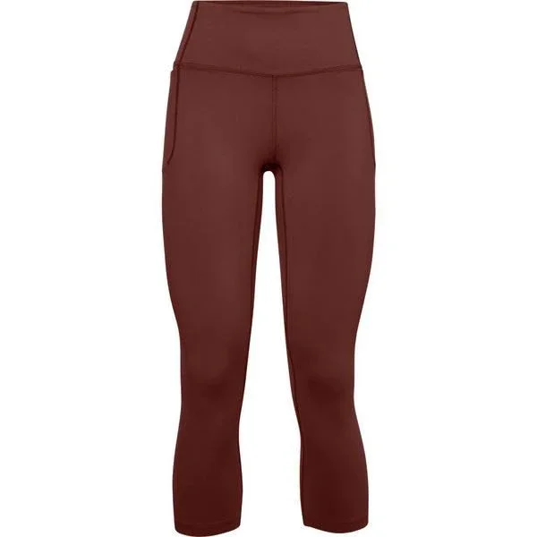 Under Armour Women's Meridian Crop Leggings Pants, Red/Silver, Size: Xs