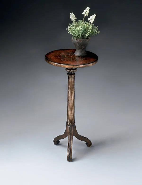 Butler Brown and Gold Pedestal Table