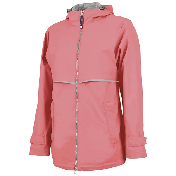 Charles River Apparel Women's New Englander Rain Jacket-coral-large