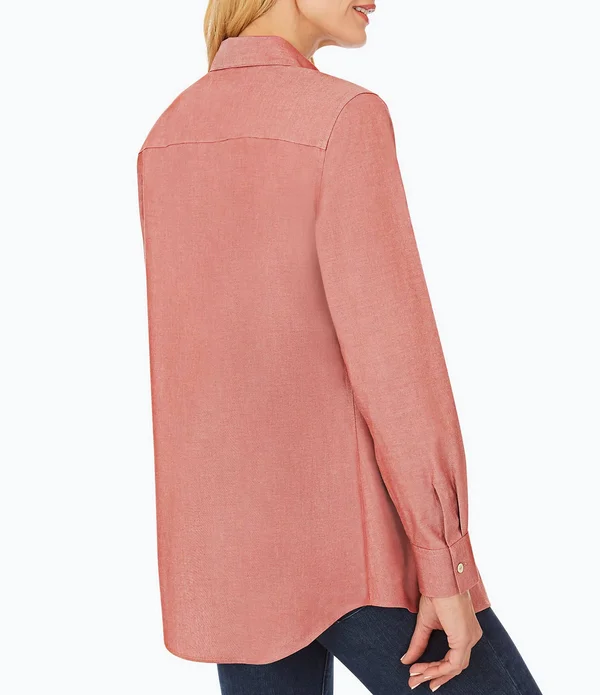 Foxcroft Cici Non-Iron Tunic Blouse - Blue - 6