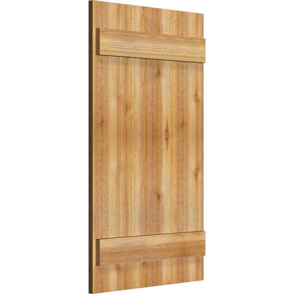 Ekena Millwork RBJ06S21X037RWR 21 1/2x22W x 37x22H TimberCraft Four 5 3/8x22 Boards Joined Board-n-Batten Shutters, Rough Sawn W