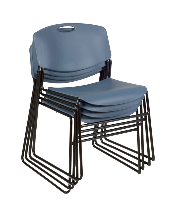 Regency Kee 36x22 Square Breakroom Table- Mocha Walnut/ Chrome & 4 Zeng Stack Chairs- Black