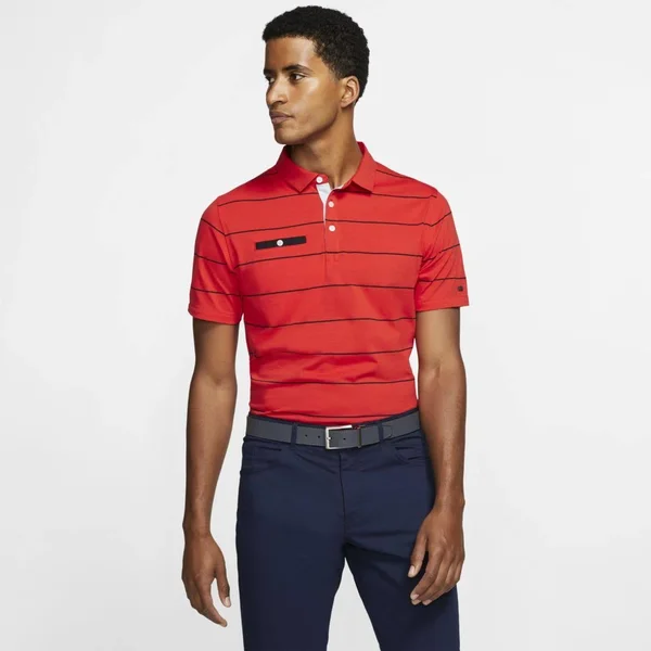 Nike Men's Stripe Player Golf Polo - Size: Small, Habanero Red