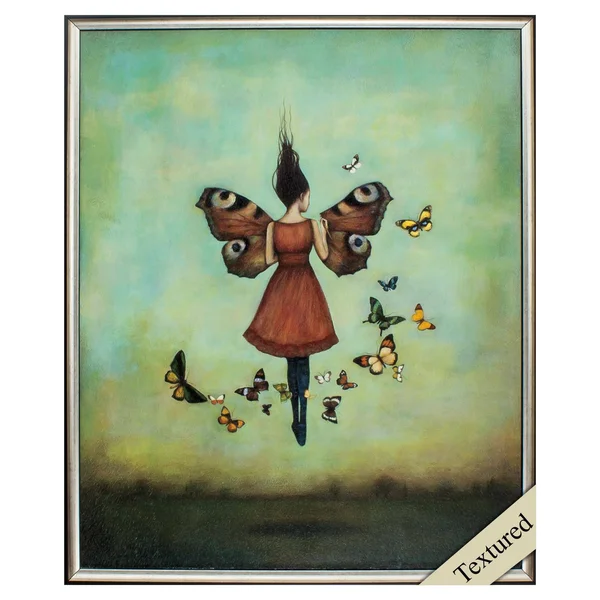 Black and Brown Butterfly Girl Rectangular Wall Art Decoration 31x22 x 26x22