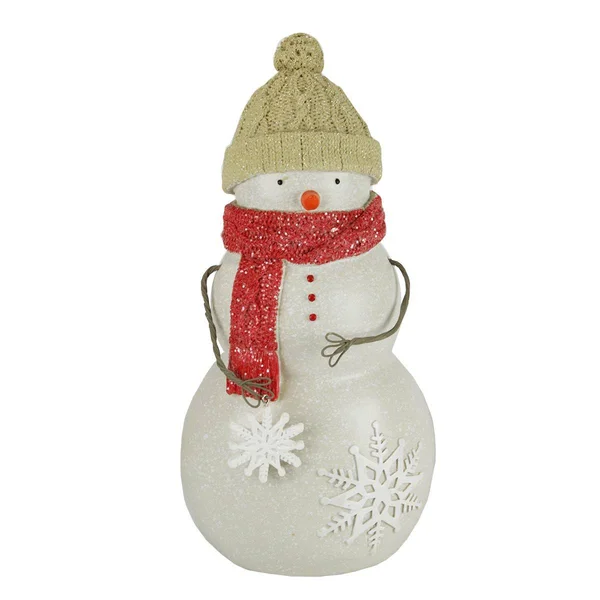 Ganz 10.5x22 White and Red Speckled Snowman Christmas Tabletop Figurine