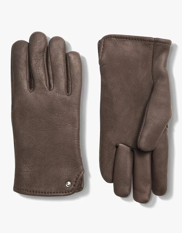 Shinola + Geier Co Gloves - Dark Brown Leather + Deerskin Lined, Size 8.5