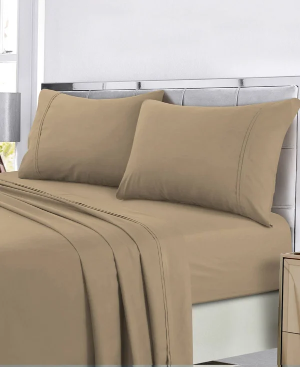Tribeca Living Super Soft Solid Easy-Care Extra Deep Pocket Sheet Set - Light/Pastel Grey - California King