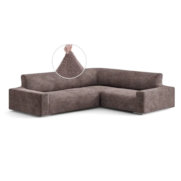Corner Sectional Slipcover, Velvet Collection Brown