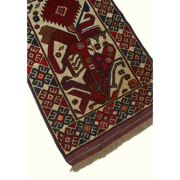Semi Antique Stanley Ivory/Red Rug - 2&9x22 x 4&7x22