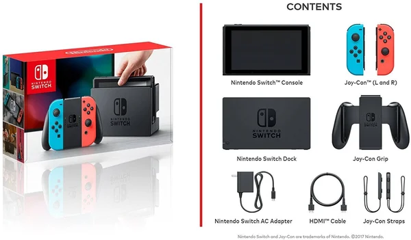 Nintendo Switch with Joy-Con - 32 GB - Neon Blue/Neon Red - includes 64GB SD Card, 1-2-Switch, Just Dance 2017, The Legend of Ze