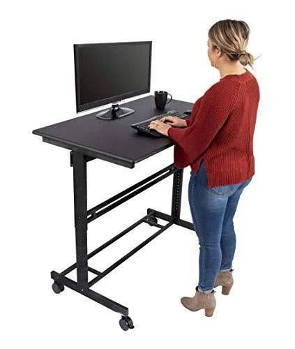Stand Up Desk Store Rolling Adjustable Height Standing Desk Computer Workstation (Black, 48x22 wide)