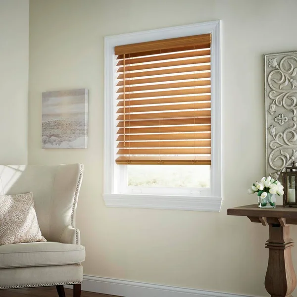Home Decorators Collection Chestnut Cordless Room Darkening 2.5 in. Premium Faux Wood Blind for Window - 49.5 in. W x 72 in. L