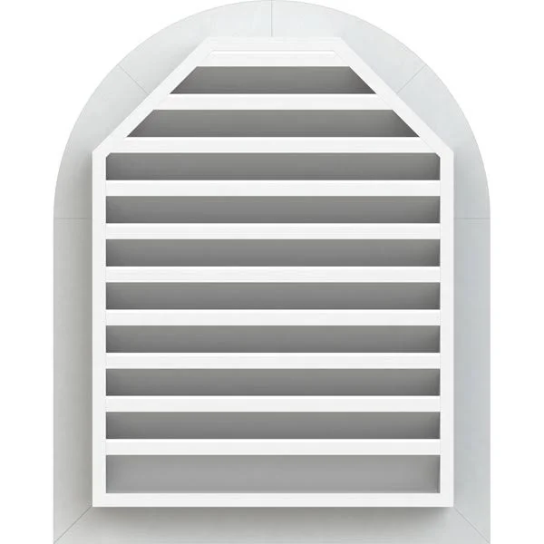 Ekena Millwork 12-in W x 12-in H Round Top Gable Vent (17-in W x 17-in H Frame Size): Functional - PVC Gable Vent w/1-in x 4-in F