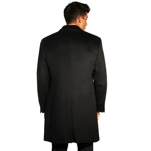 Men's Jean-Paul Germain Classic-Fit Jeffery 38-in. Wool-Blend Top Coat, Size: 54 Long, Black