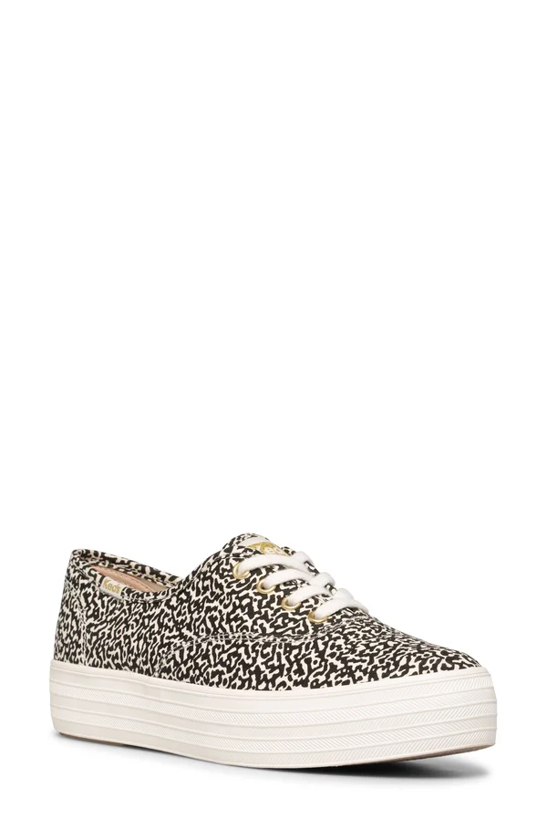 Keds Triple CVO Organic Cotton Notebook Print Platform Sneakers - 6.5M
