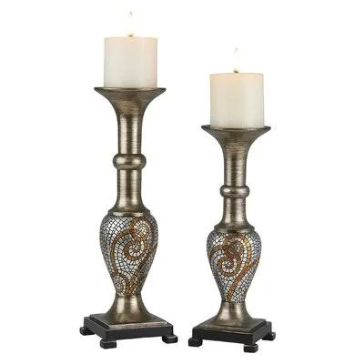 Dorella 2 Piece Polyresin Candlestick Set World Menagerie