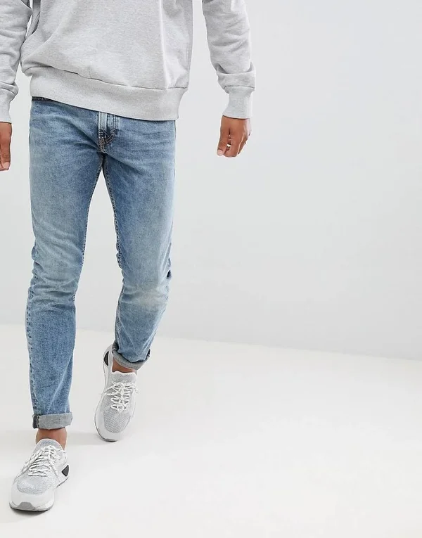 Diesel Washed Light Blue Thommer Slim Fit Jeans