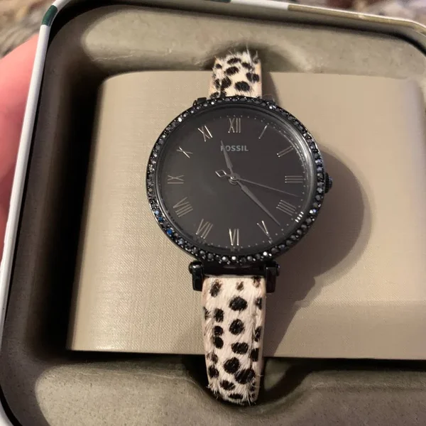Fossil Women's Kinsey Three-Hand Faux Cheetah Hair Leather Watch