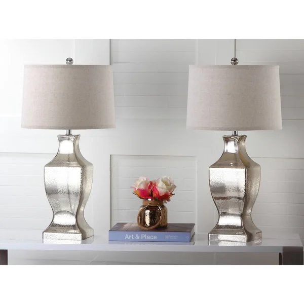 Glass Bottom Lamp (Set of 2) - Antique Silver - Safavieh