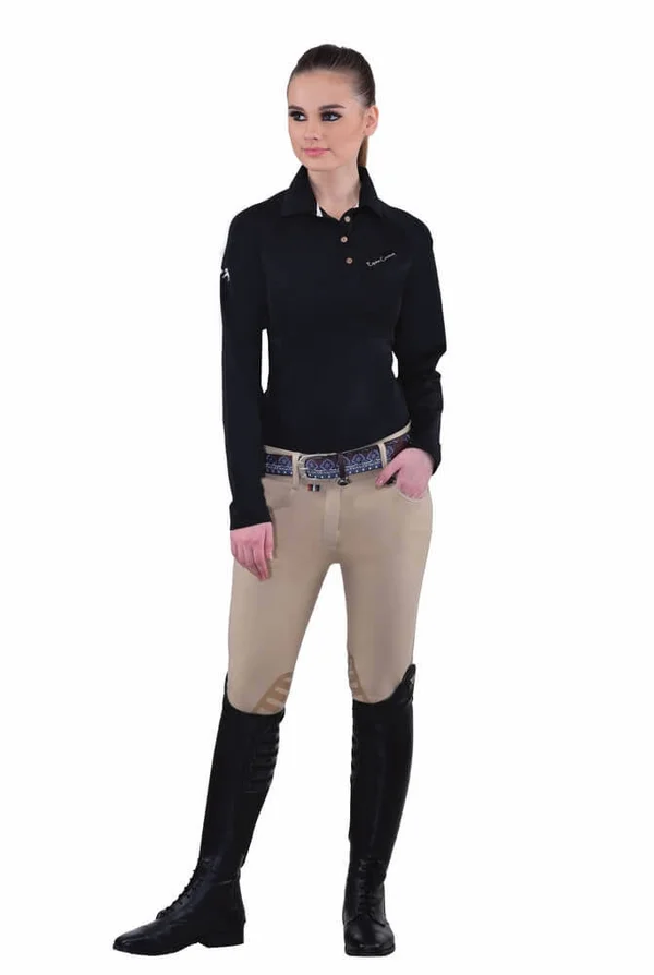 Equine Couture Ladies Sophie Silicone Knee Patch Breeches - 36 - White