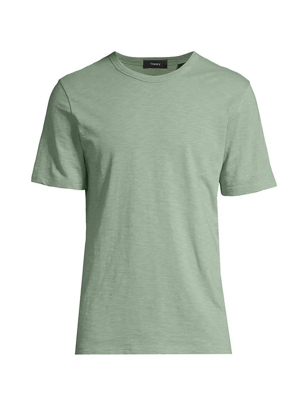 Theory Men's Short-Sleeve Cotton Tee - Steel Green - Size Xs