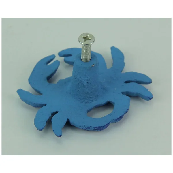 Set of 12 Distressed Finish Coastal Blue Cast Iron Crab Drawer Pulls