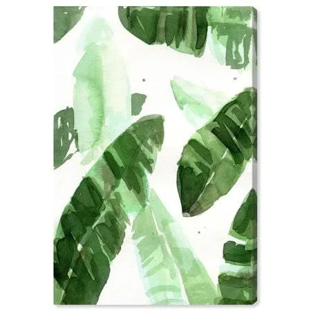 Runway Avenue Floral and Botanical Wall Art Canvas Prints 'Tropical Leaves' Botanicals - Green, Green, Size: 20 x 30