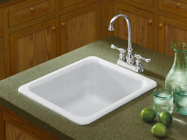 KOHLER K-6584-95 Iron/Tones 17 In. x 18-3/4 In. Top-Mount/Undermount Single Bowl Kitchen Sink, Ice Grey