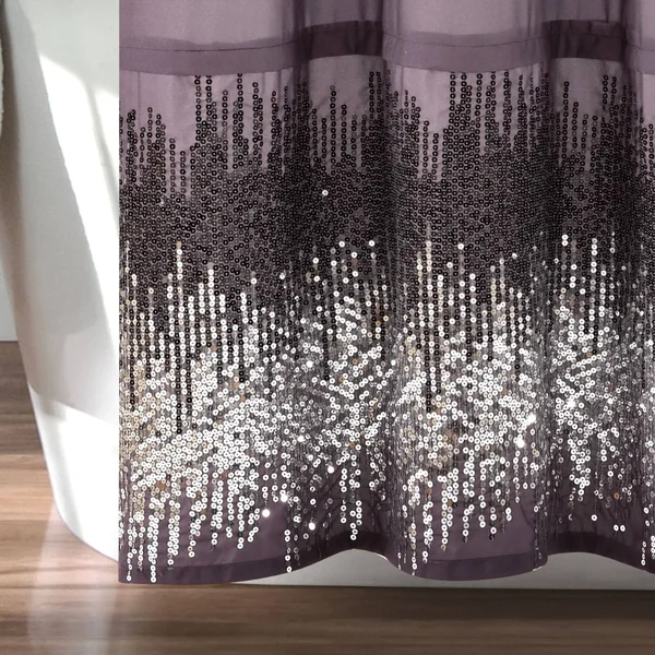 Lush Decor Shimmer Sequins Shower Curtain Dark Gray/Black Single 70x72