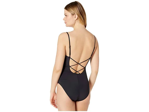 La Blanca Island Goddess Lace-Up One-Piece Black - Women's, Size: 0