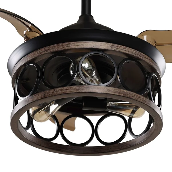 36-Inch Metal Chandelier Retractable 3-Blade Ceiling Fan with Wall Switch