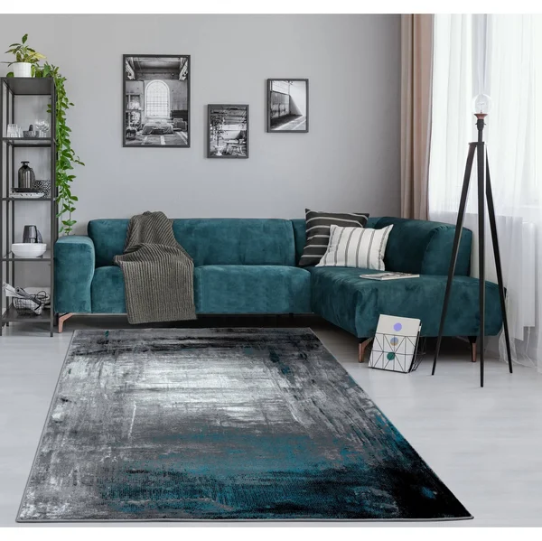 Samos Collection Gray/Red Contemporary Polypropylene Area Rug - 7&9x22 x 10&9&&