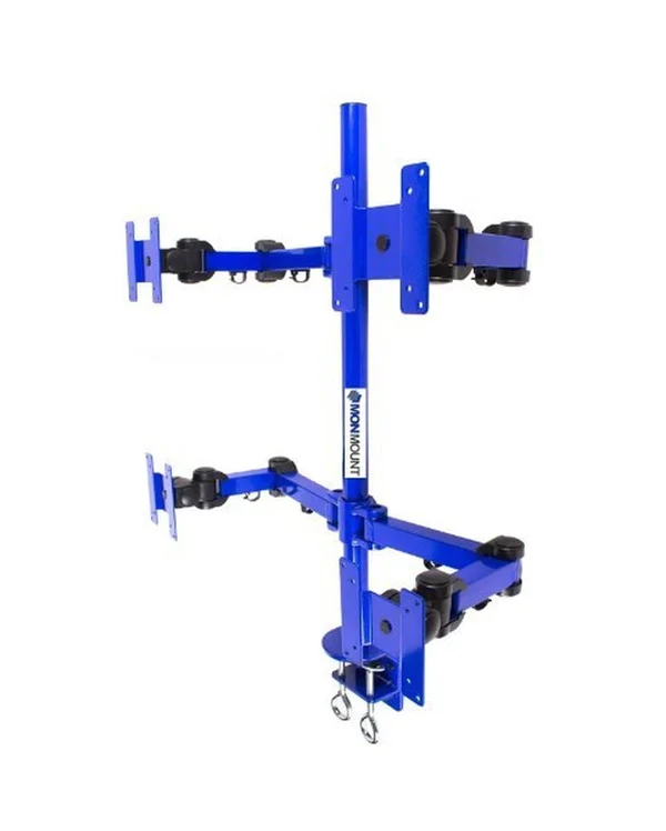 MonMount Quad LCD Stand Desk Clamp Holds Upto 4 27x22 LCD Monitors - Blue (LCD-2020BL)