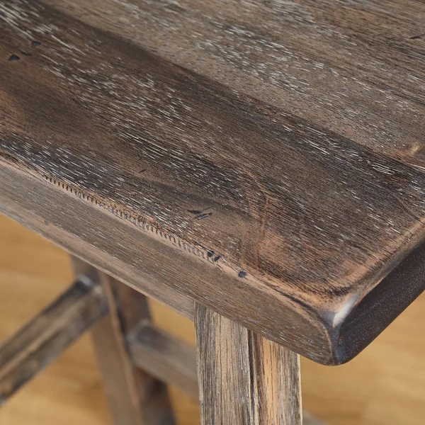 Marney Saddle Stool, Set of 2, Weathered Gray, 17.75 x 14.25 x 24 inches