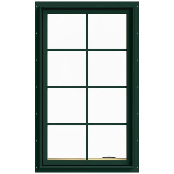 JELD-WEN 28 in. x 48 in. W-2500 Series Green Painted Clad Wood Right-Handed Casement Window with Colonial Grids/Grilles