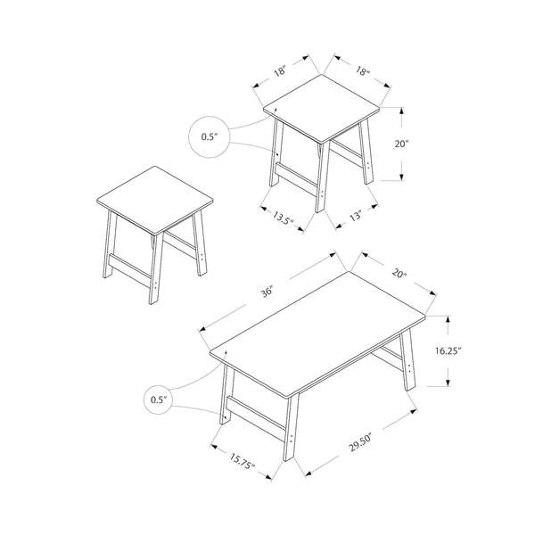 Monarch Specialties 3 Piece Table Set - Grey