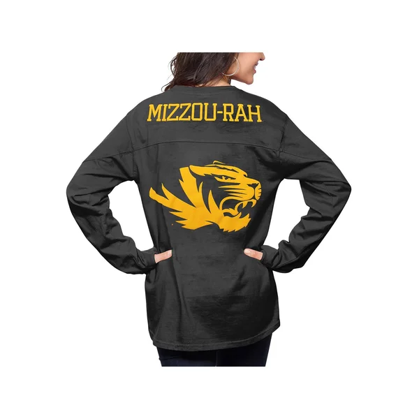 Missouri Tigers Pressbox Women's The Big Shirt Oversized Long Sleeve T-Shirt - Black, Size: Large