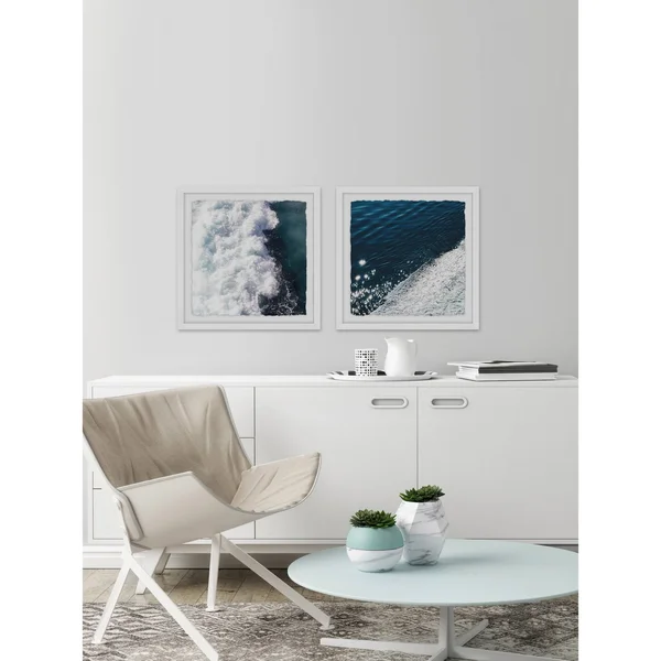 Marmont Hill MH-INGBED-1413-WFPFL-64 32x22 x 64x22 - Two Panel Framed Giclee Waves P Blue