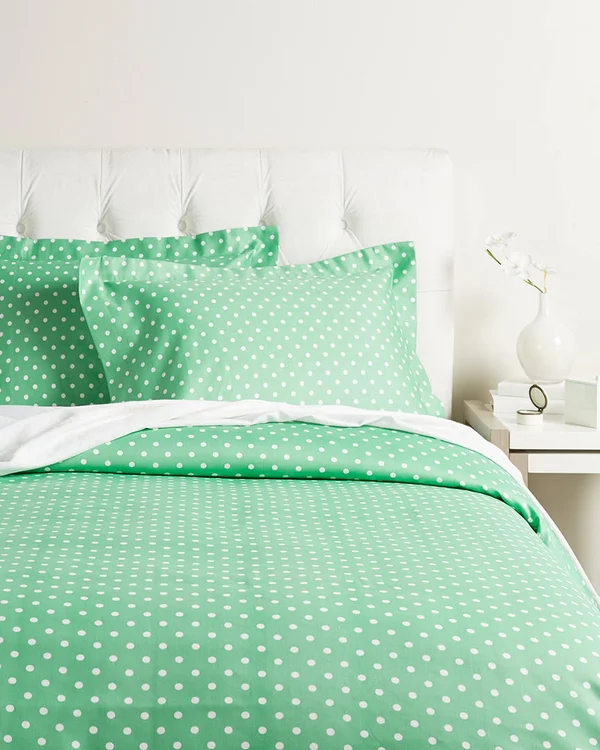 Superior Polka Dot 600-Thread-Count Duvet Cover Set - Cotton Rich, Full/Queen, White