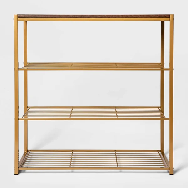 4 Tier Shoe Rack Walnut Wood Grain Top Beige - Threshold