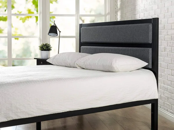 Zinus Modern Studio Upholstered Metal Headboard - Twin Upholstered Grey