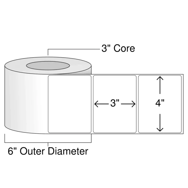 4x22 x 3x22 Inkjet Weatherproof White Matte Labels, 1 Roll, 3x22 Core